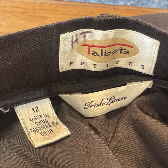 Talbots Irish Linen Dress Crop Pants Womens Size 12 Black Pleated Straight Leg - Picture 7 of 9
